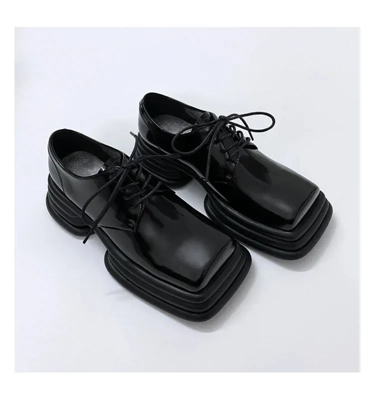 Japanese Retro Women's Thick Bottom Square Toe Casual Shoes