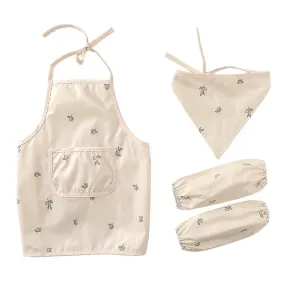 Kids Painting Gardening Apron Baby Feeding Bibs Children Pinafore Sleevelet