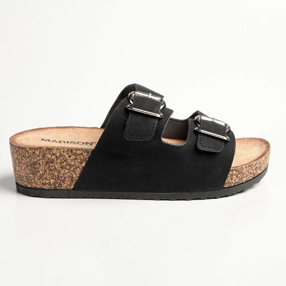 Madison Gayle Sandals - Black Double Strap