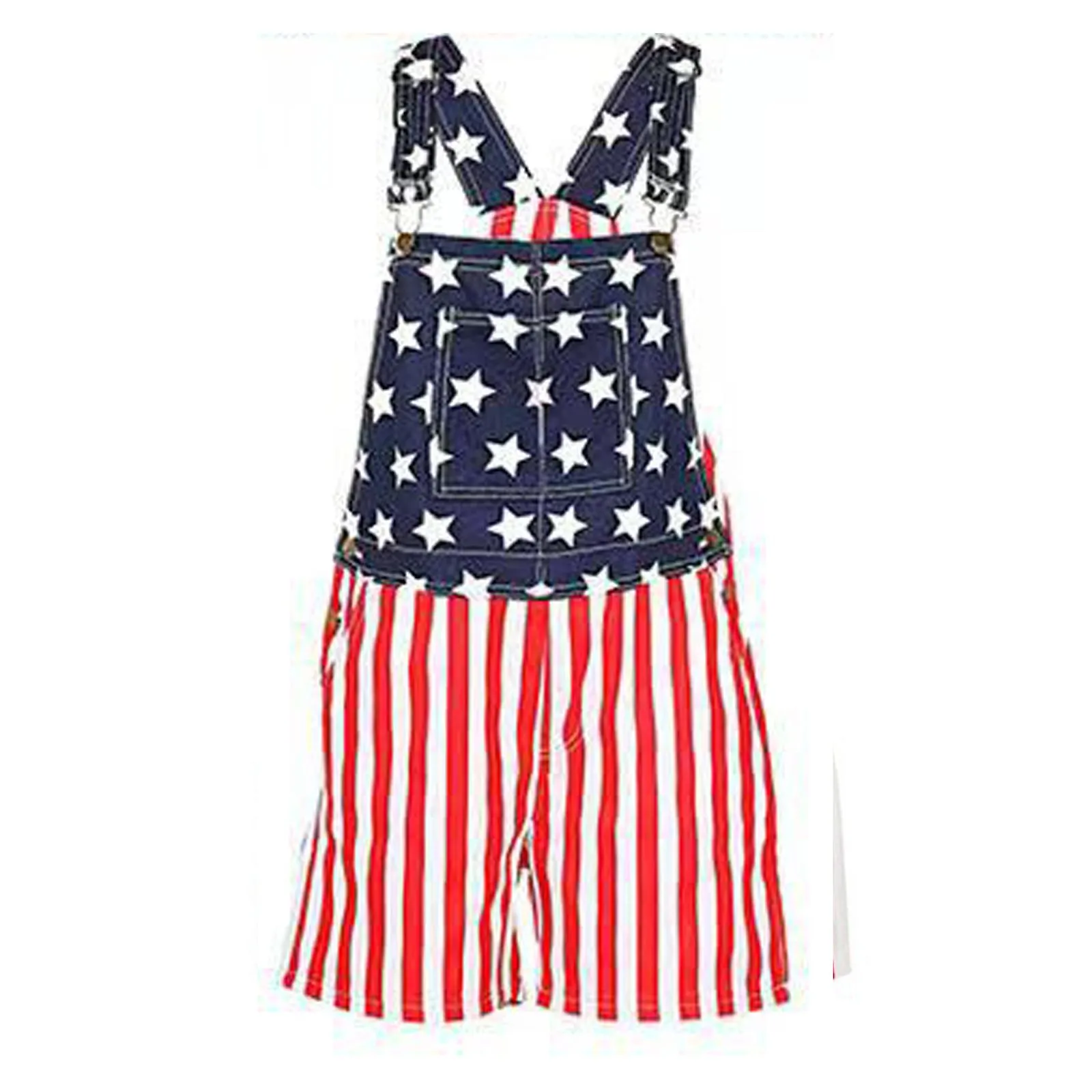 Men's Women's American Flag Denim Overalls Shorts Casual Rompers Denims Bibs,S-5XL