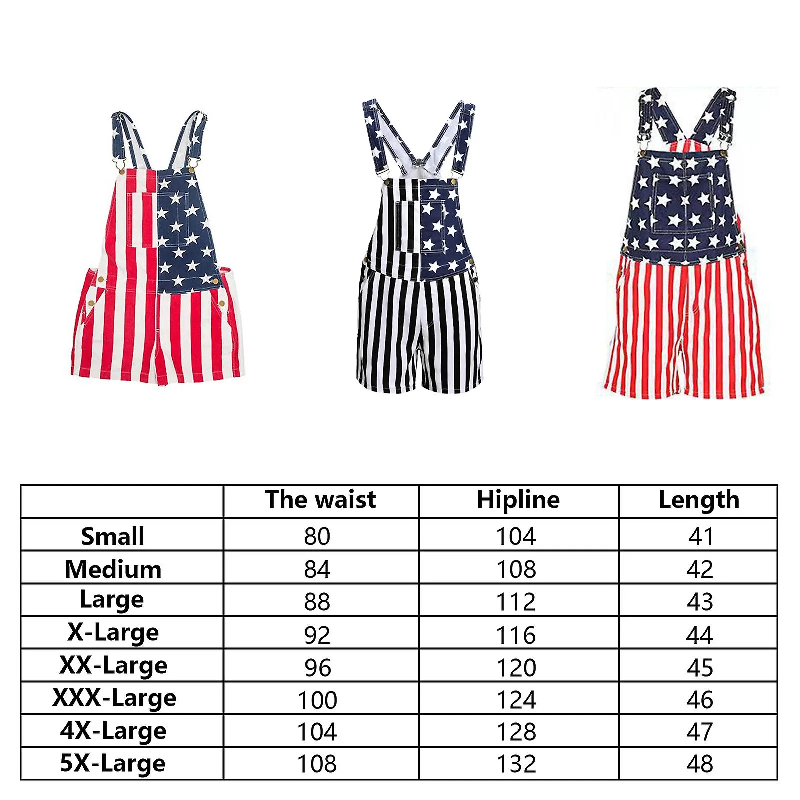 Men's Women's American Flag Denim Overalls Shorts Casual Rompers Denims Bibs,S-5XL