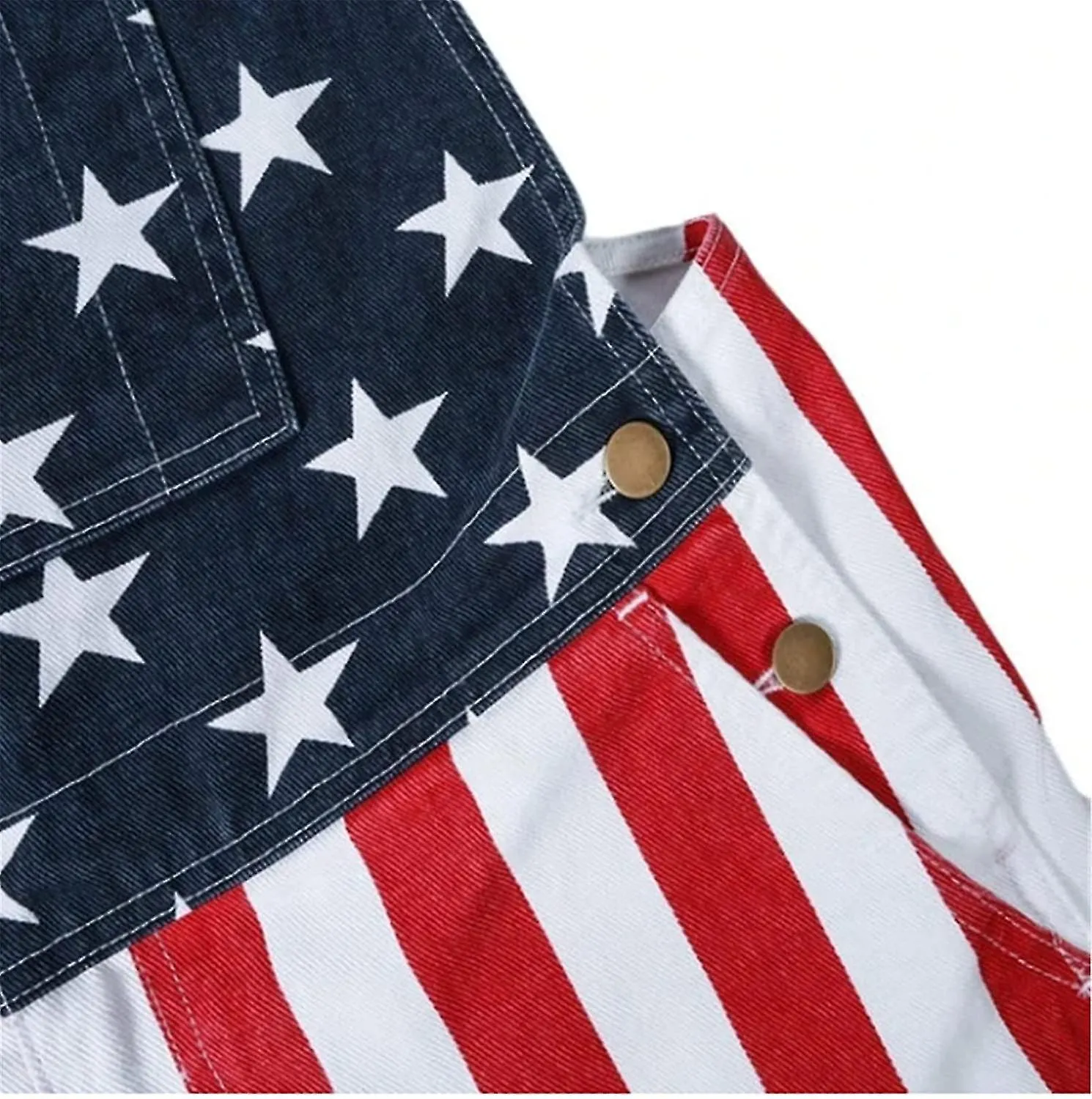 Men's Women's American Flag Denim Overalls Shorts Casual Rompers Denims Bibs,S-5XL