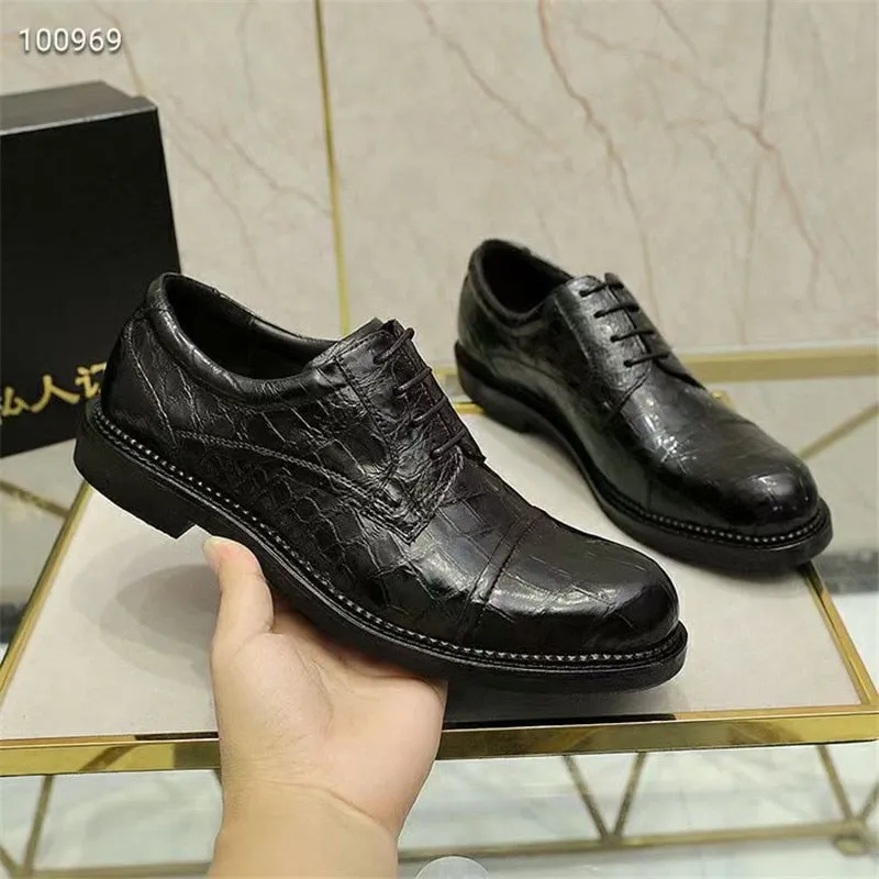 Men's Alligator Skin Business Casual Derby Shoes