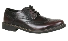 Men's brown leatherette casual oxford shoes - elegant British style lace-up shoes.