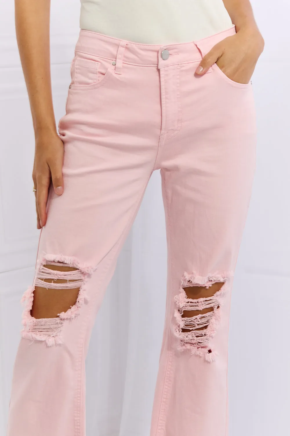 Miley Full Size Flare Jeans - Risen Ankle Distressed