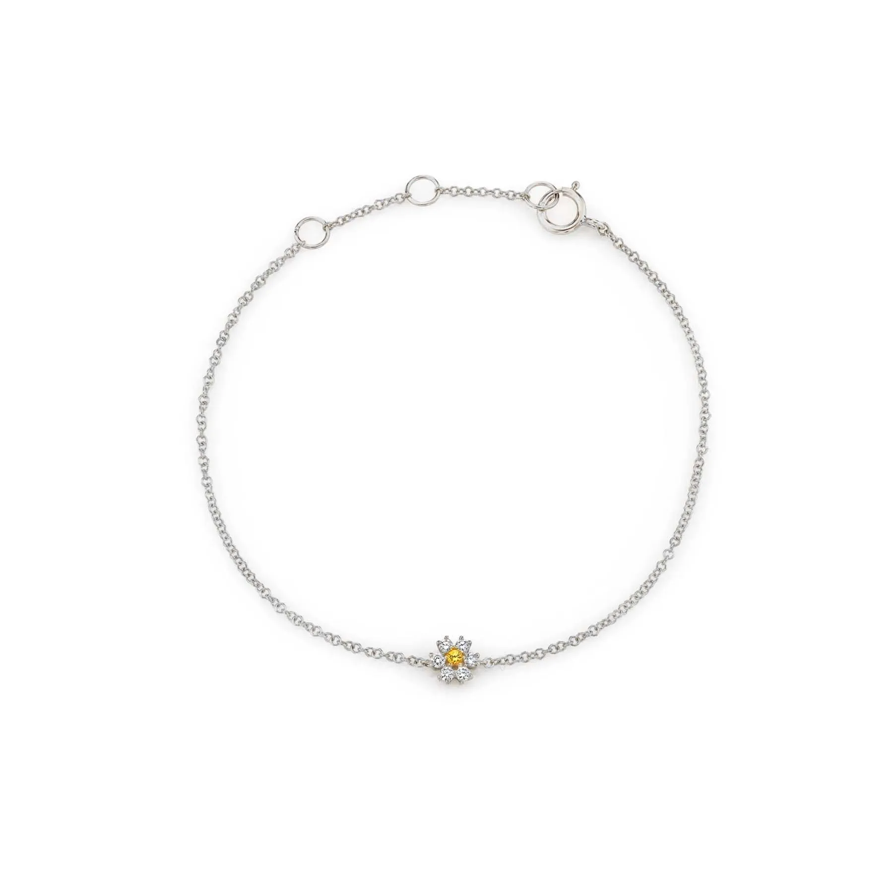 Mini Flower Bracelet - White Diamond / 14k White Gold