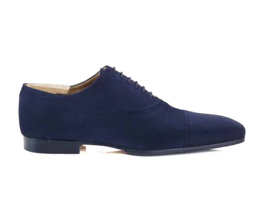 Navy suede Oxford shoes - Leather outsole & rubber pad - STRESA PATIN