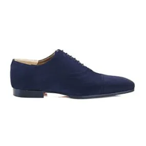 Navy suede Oxford shoes - Leather outsole & rubber pad - STRESA PATIN