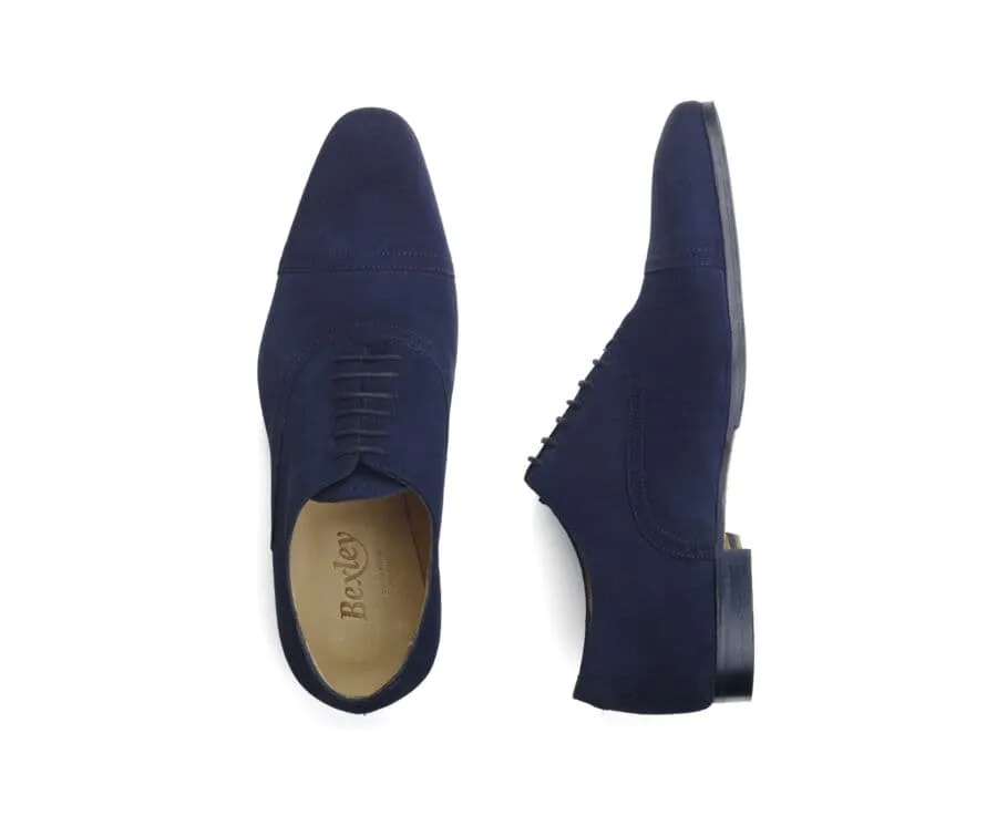 Navy suede Oxford shoes - Leather outsole & rubber pad - STRESA PATIN