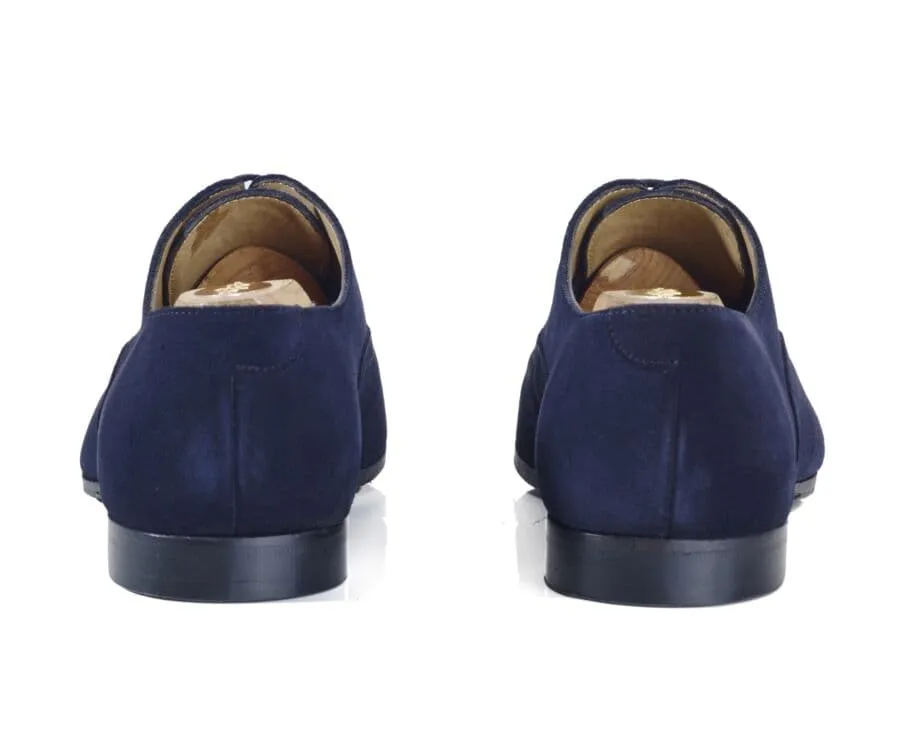 Navy suede Oxford shoes - Leather outsole & rubber pad - STRESA PATIN