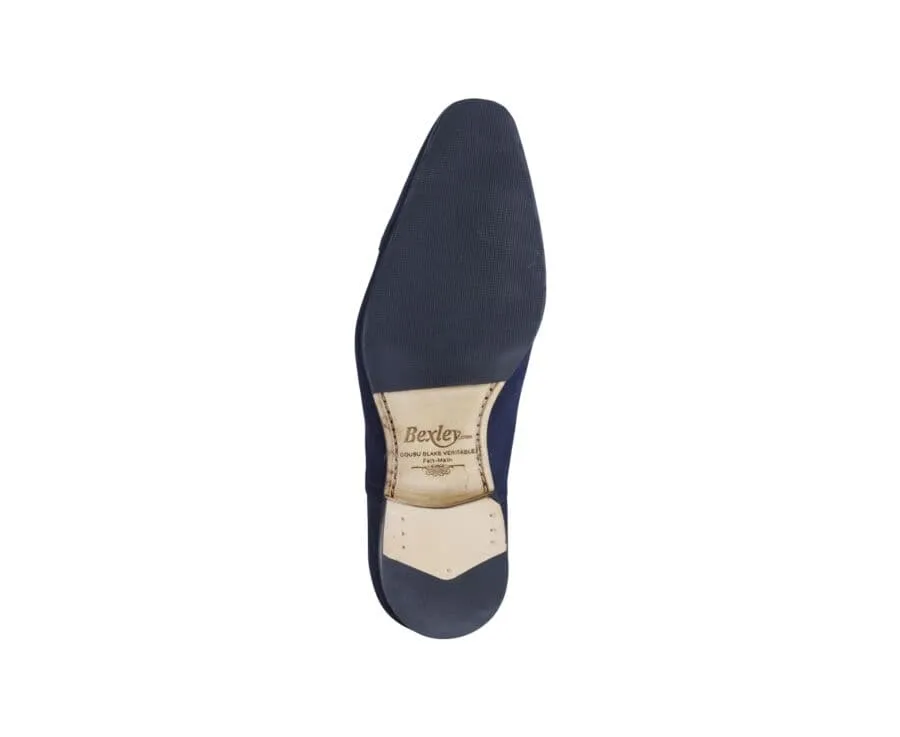 Navy suede Oxford shoes - Leather outsole & rubber pad - STRESA PATIN