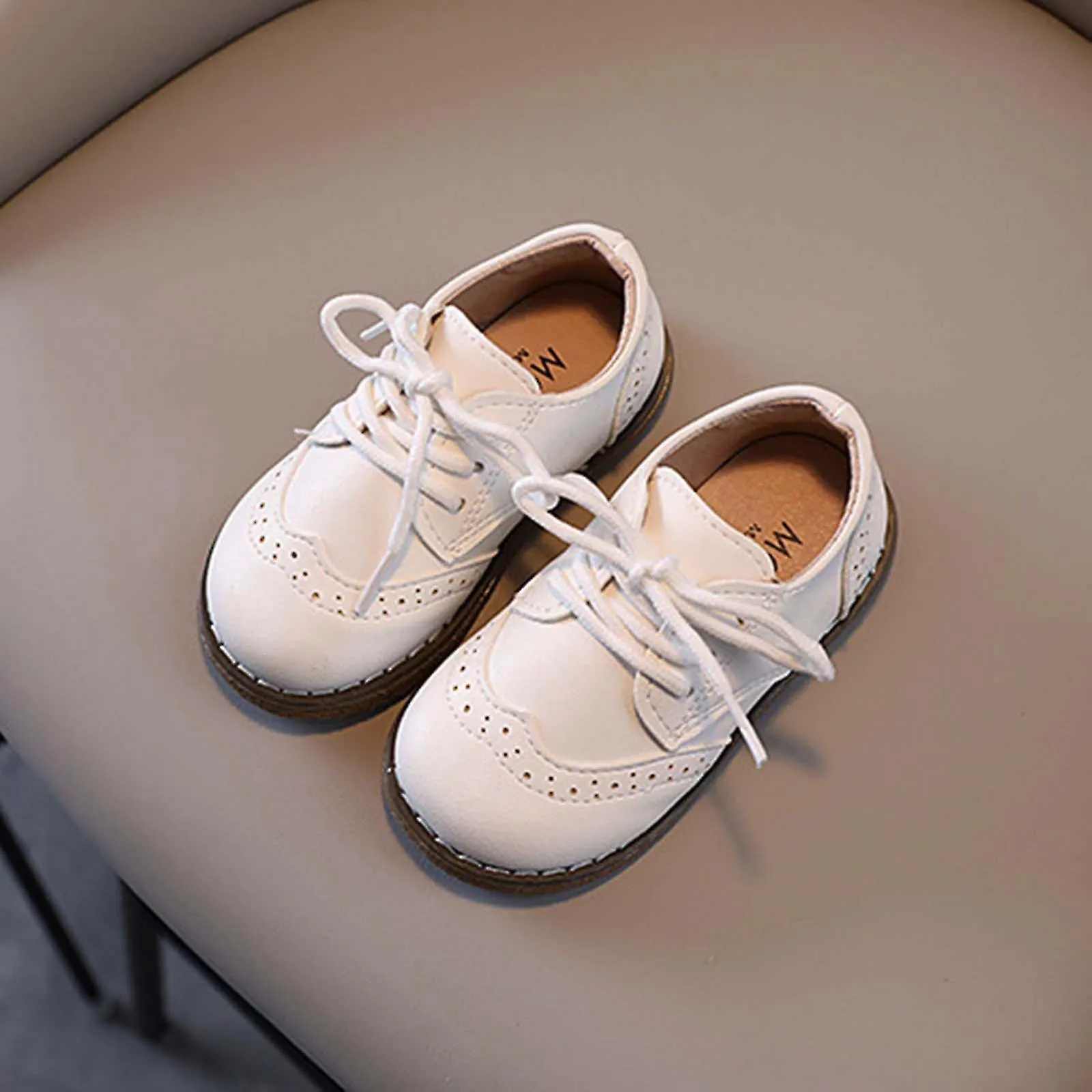 Niño pequeño Baby Girls Boys Casual Cord-up Leather Peas Shoes