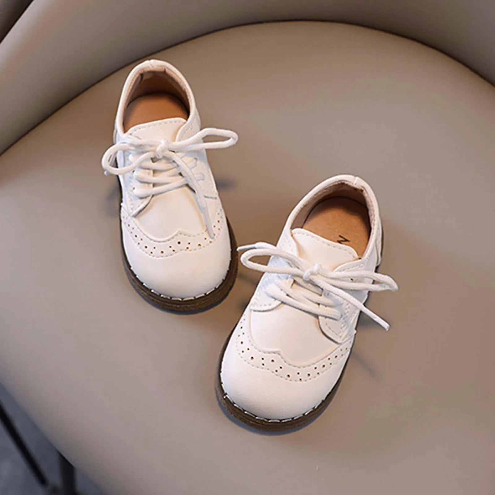 Niño pequeño Baby Girls Boys Casual Cord-up Leather Peas Shoes