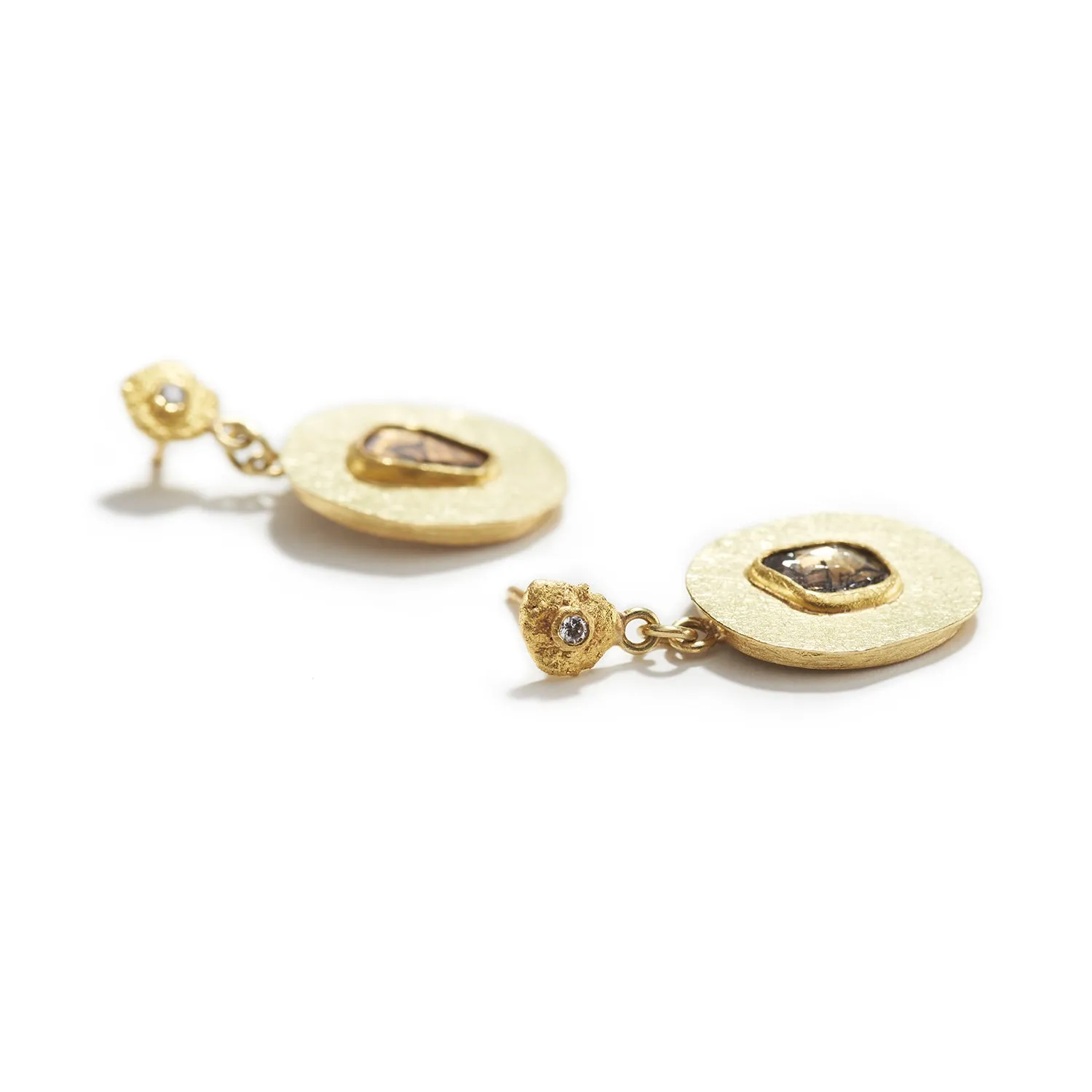 Oblong Discs with Diamond Earrings