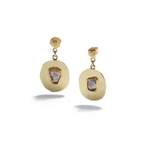 Oblong Discs with Diamond Earrings