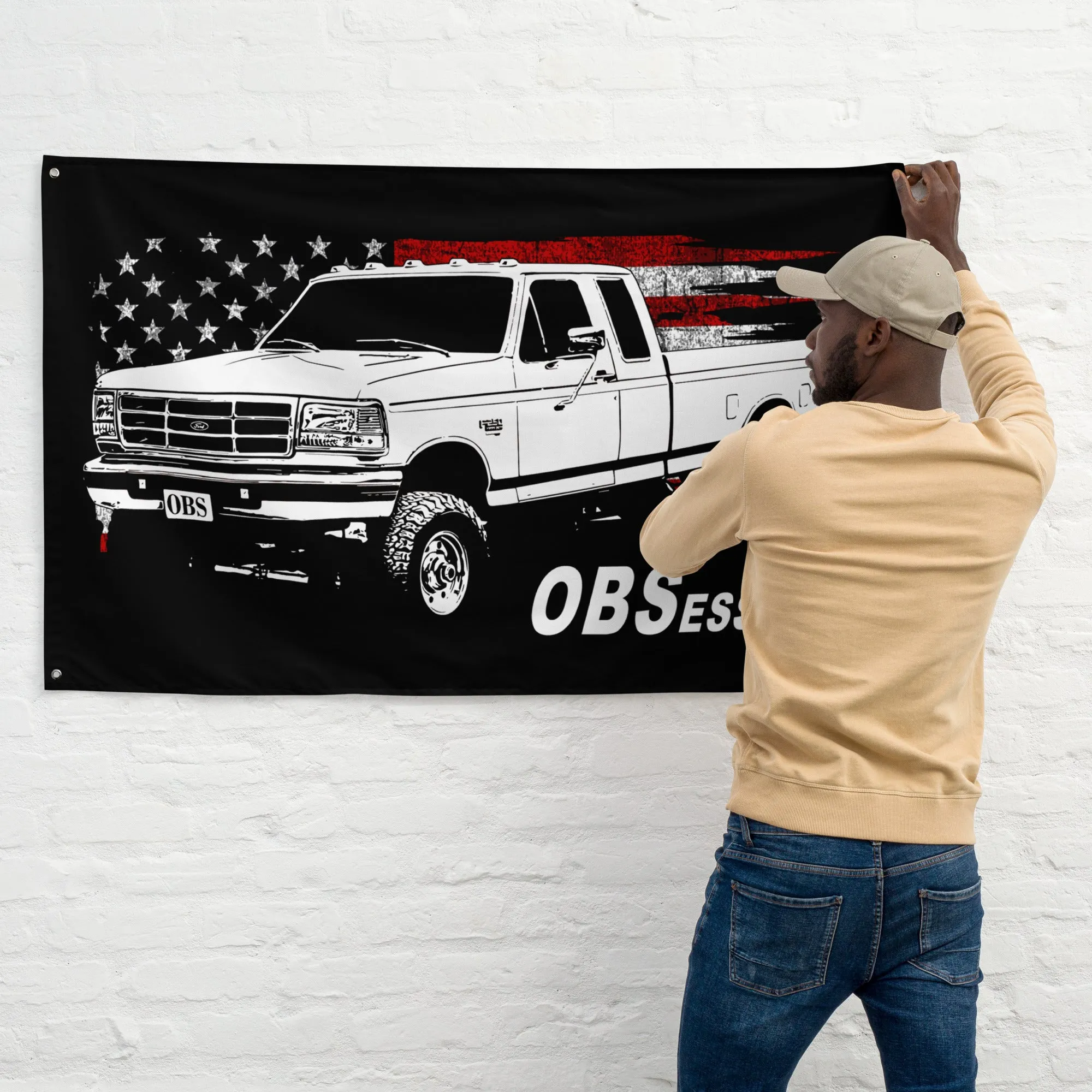 OBS Extended Cab Truck Wall Flag Garage Decor, Dorm Poster, Man Cave Decoration