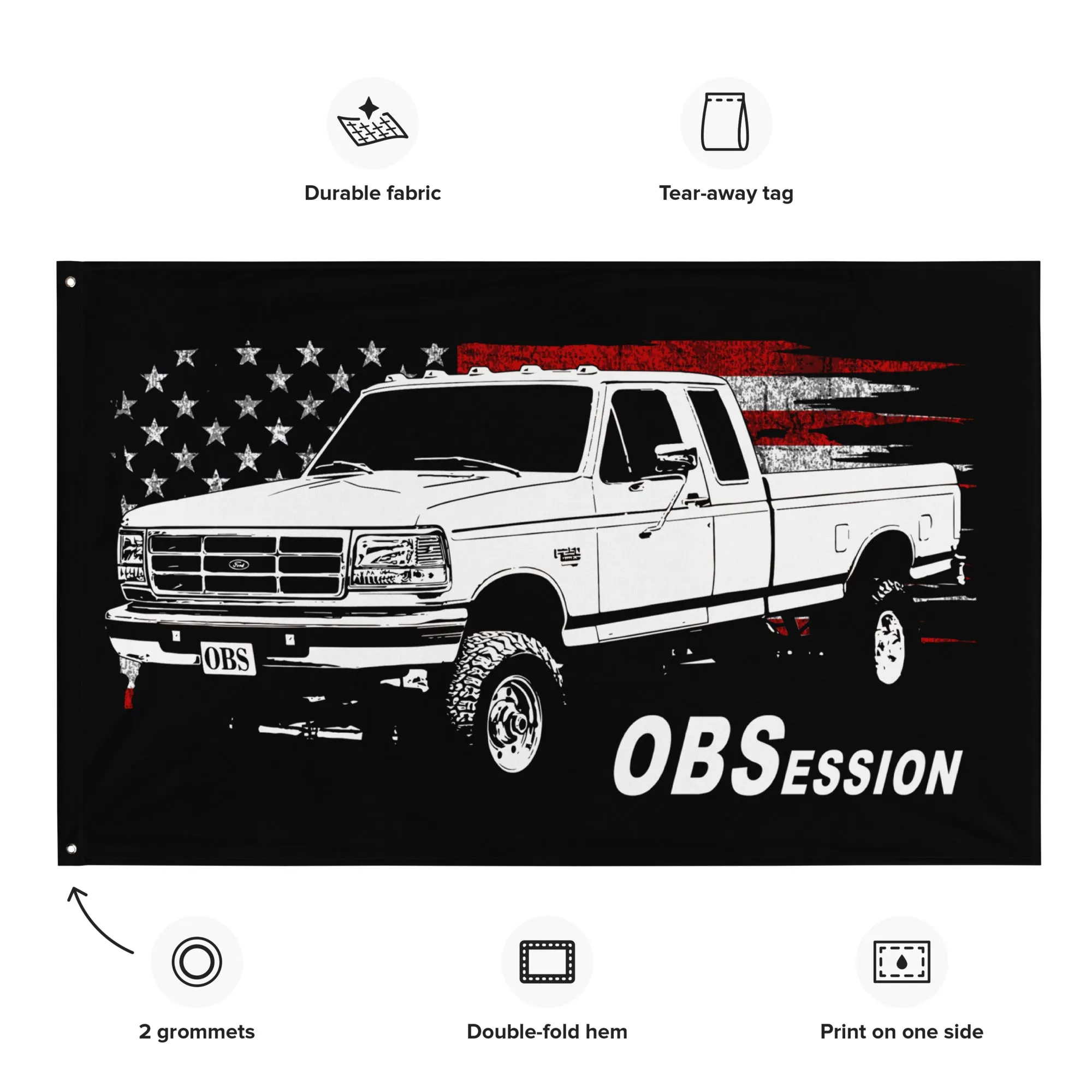 OBS Extended Cab Truck Wall Flag Garage Decor, Dorm Poster, Man Cave Decoration