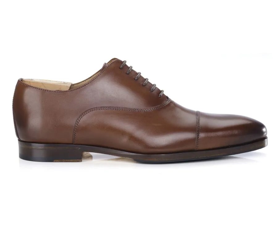 Patina Chestnut Oxford shoes - Leather outsole & rubber pad - SPEZIA II PATIN