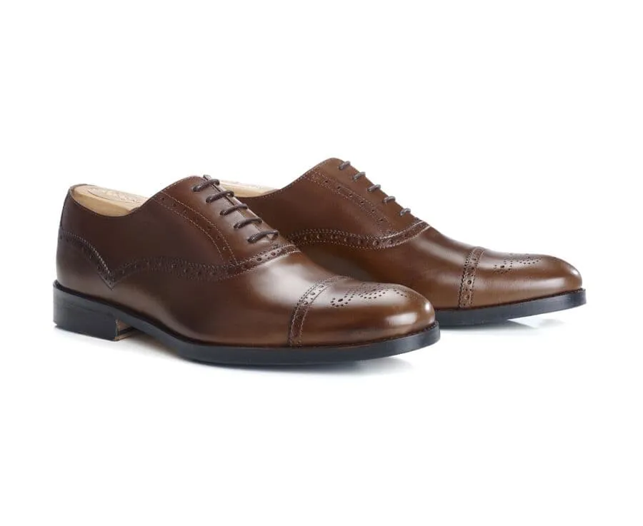 Patina Chestnut Oxford shoes - Rubber pad - HILCOTT PATIN