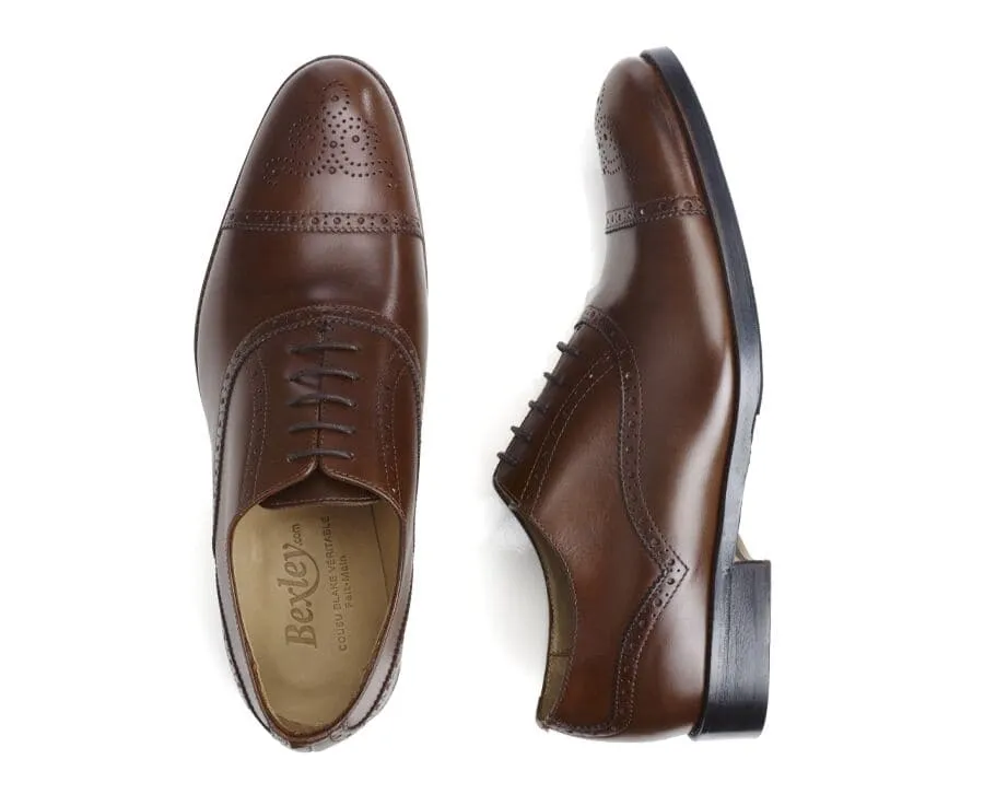 Patina Chestnut Oxford shoes - Rubber pad - HILCOTT PATIN