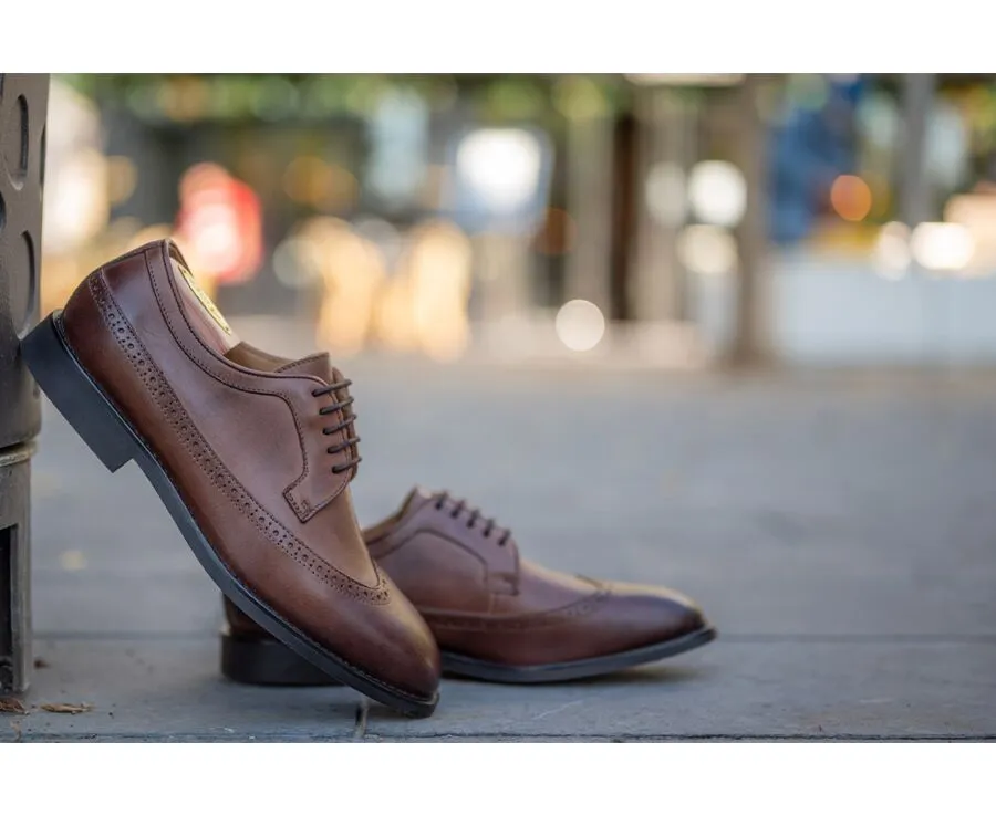 Patina Chocolate Derby Shoes - BESFORD GOMME CITY