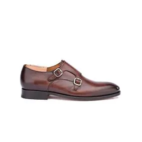 Patina Chocolate Double Buckle Shoes - CHIGWELL