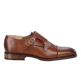 Patina Cognac Leather Buckle Shoes - GREYDALE PATIN