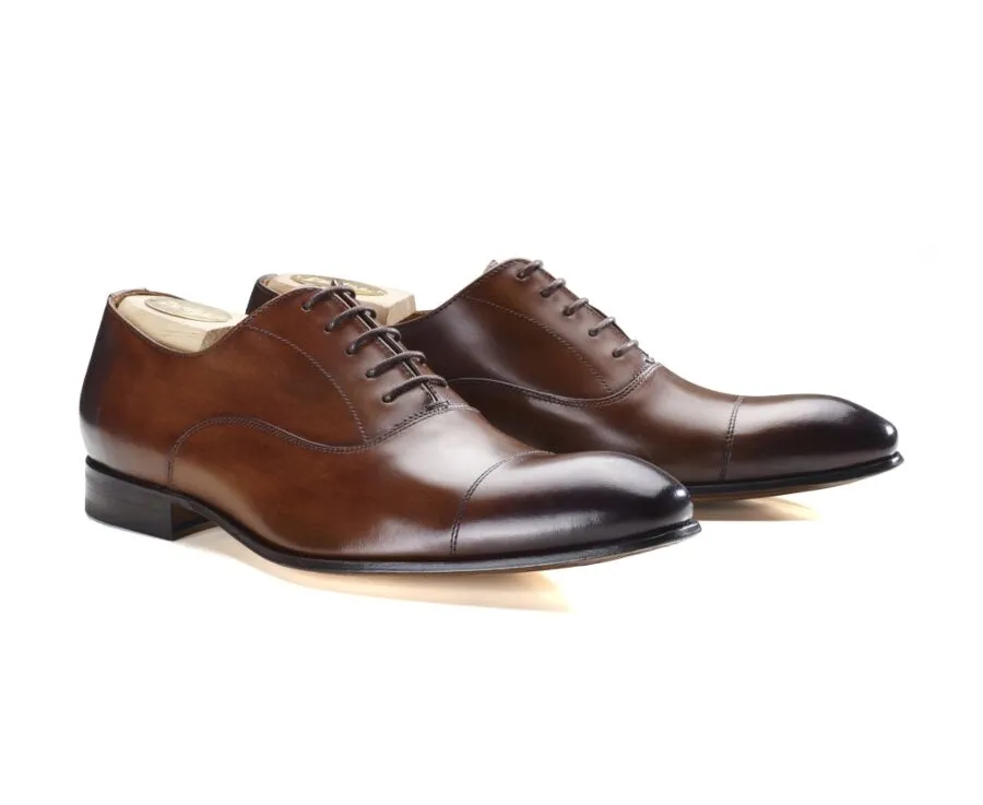 Patina Cognac Men's Oxford shoes - Leather outsole - BRISBURY