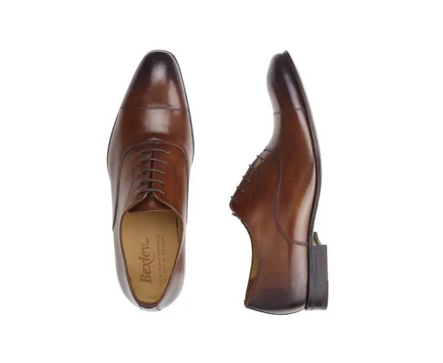 Patina Cognac Men's Oxford shoes - Leather outsole - BRISBURY