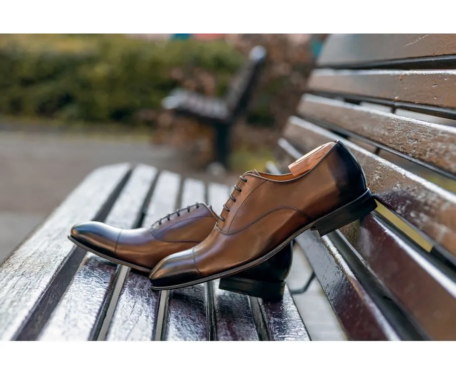 Patina Cognac Men's Oxford shoes - Leather outsole - BRISBURY