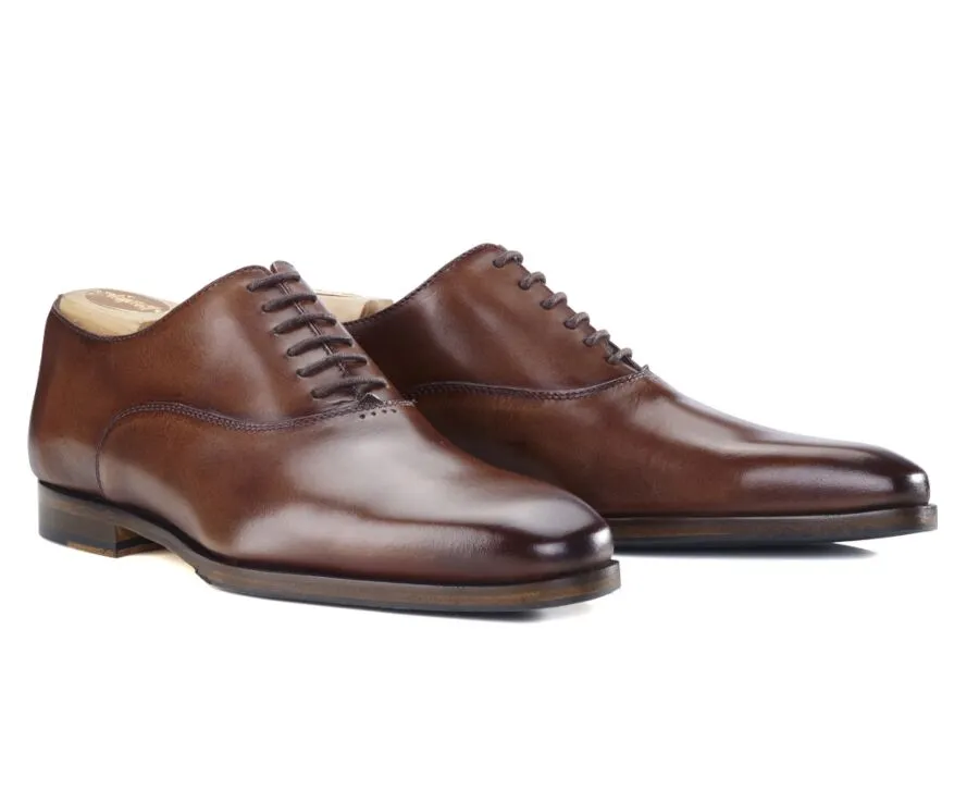 Patina Cognac Oxford shoes - Rubber pad - TREMEZZO PATIN