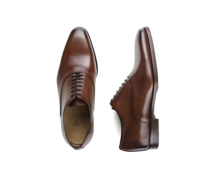 Patina Cognac Oxford shoes - Rubber pad - TREMEZZO PATIN