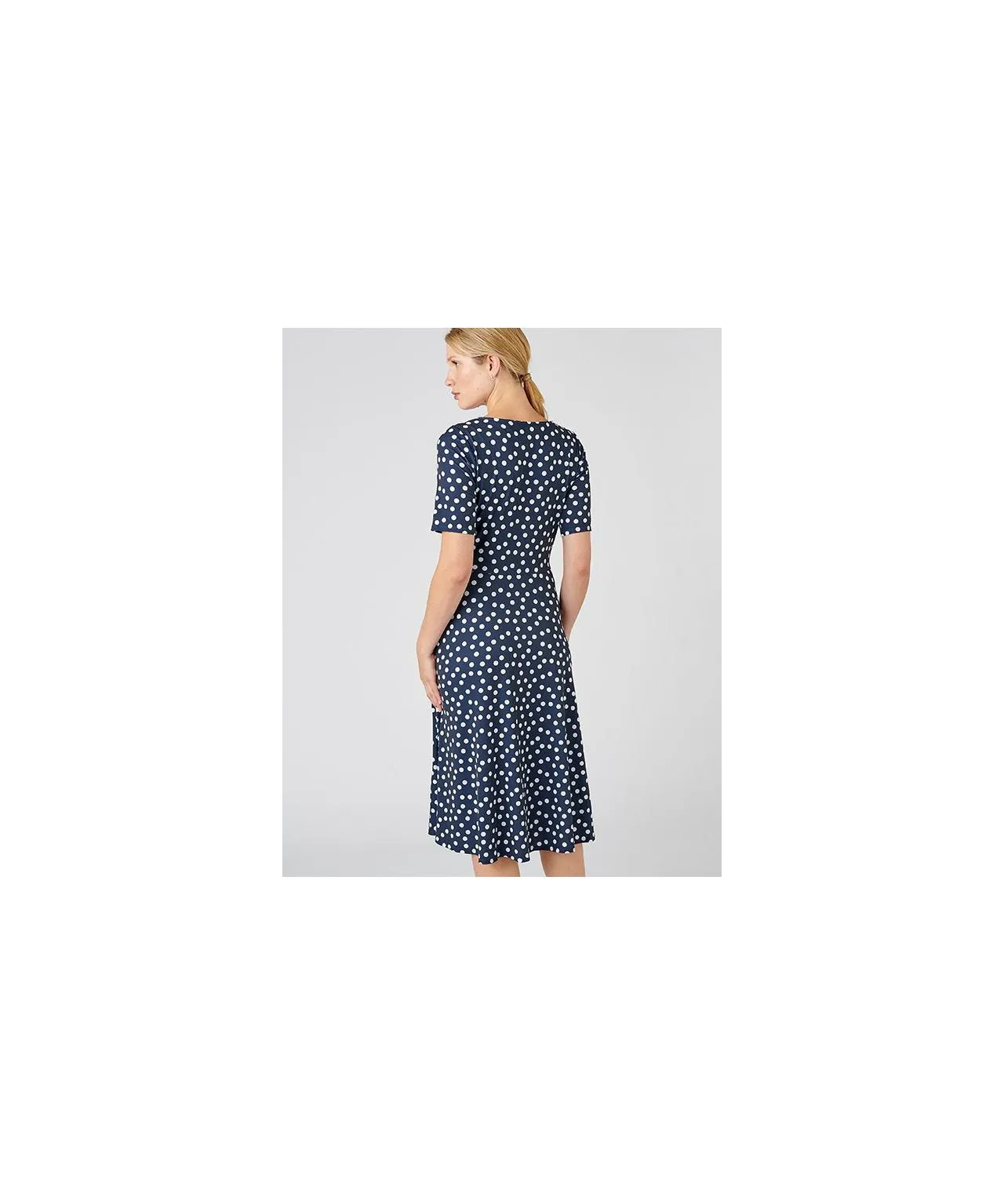 Polka-dot Print Flared Dress