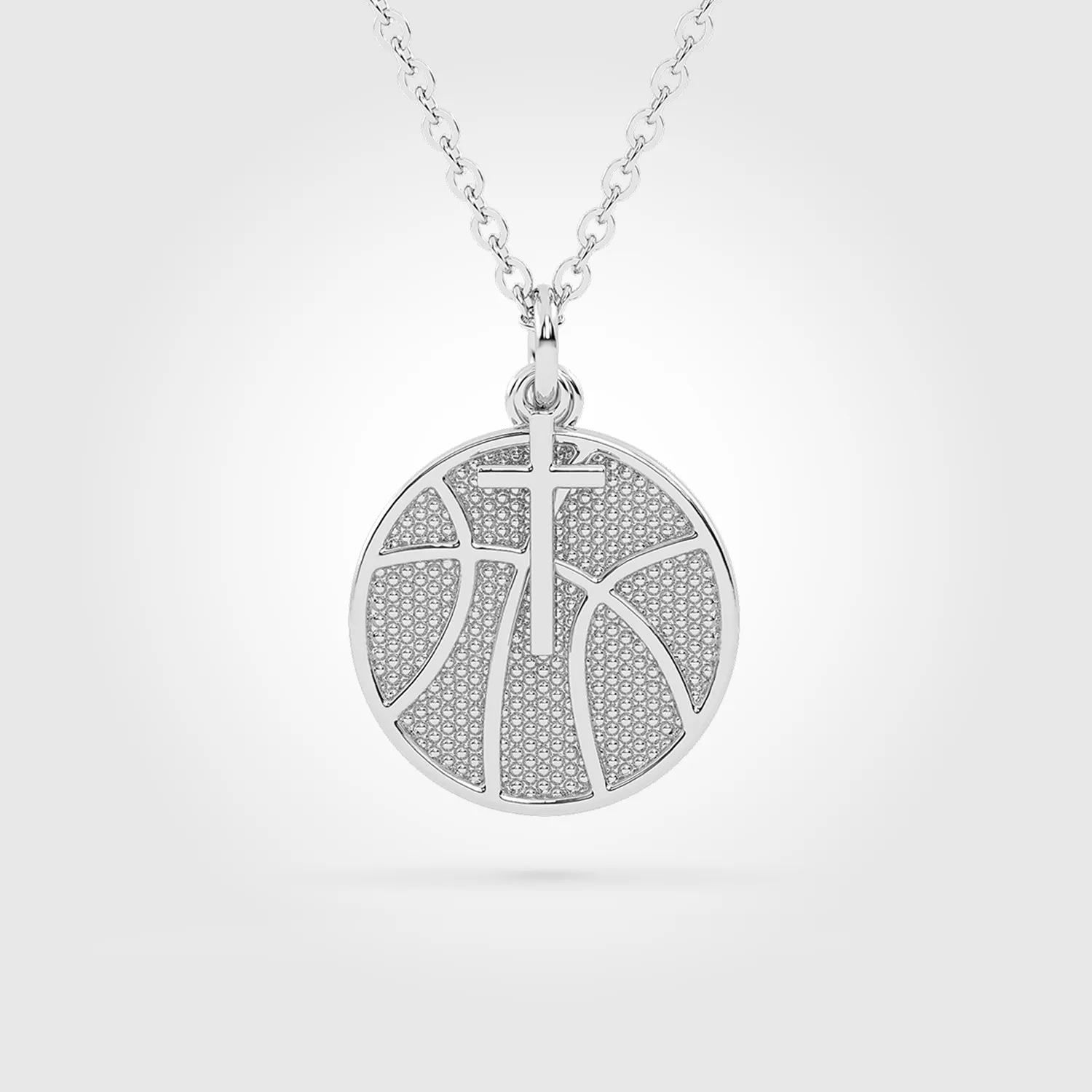 Result: Durable Mini Basketball Pendant with Hanging Cross - Stainless Steel