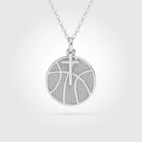 Result: Durable Mini Basketball Pendant with Hanging Cross - Stainless Steel