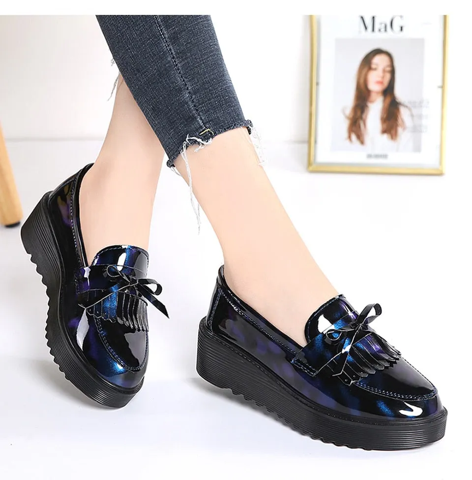 Retro Fringe Tassel Slip-on Platform Shoes for Women