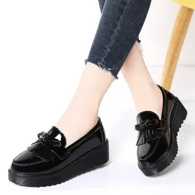 Retro Fringe Tassel Slip-on Platform Shoes for Women