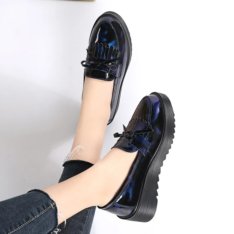 Retro Fringe Tassel Slip-on Platform Shoes for Women