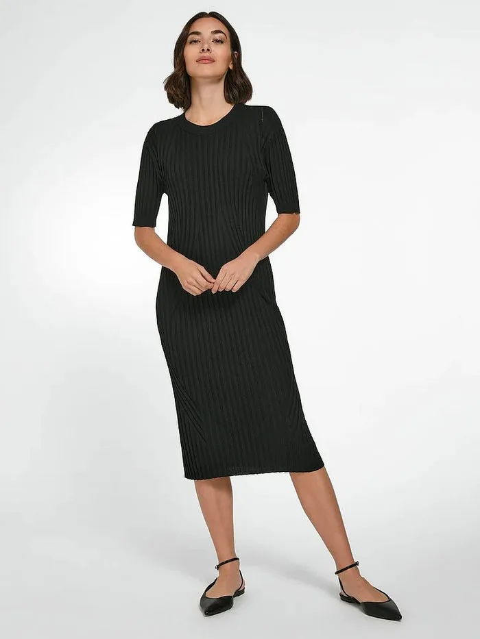 Rosemunde Black Fitted Ribbed Dress