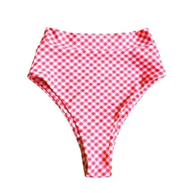 SEYCHELLES HIGH WAISTED BIKINI BOTTOMS IN RED GINGHAM