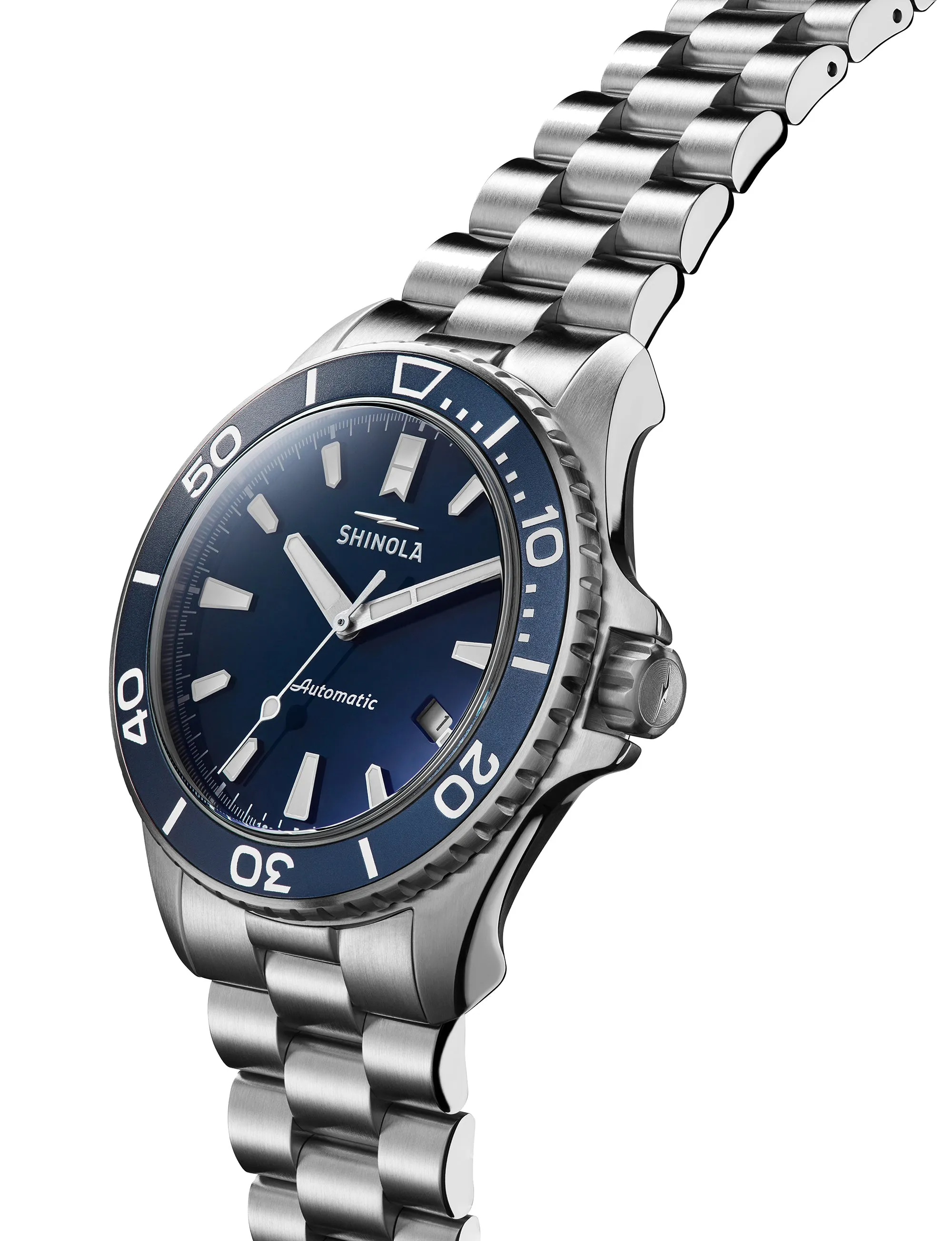 Shinola The Lake Michigan Monster Automatic Blue Watch 43mm Steel Bracelet