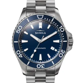 Shinola The Lake Michigan Monster Automatic Blue Watch 43mm Steel Bracelet