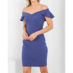 Steel Blue Flutter Sleeve Dress - Steel Blue Dress with Flutter Sleeves