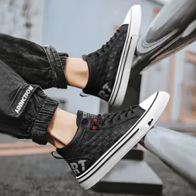 Summer plaid high top shoes for men