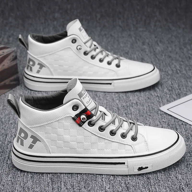 Summer plaid high top shoes for men