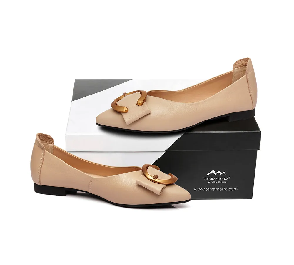 TARRAMARRA Women Ballet Flat Pointed Toe Metal Buckle.