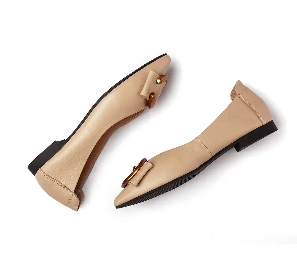 TARRAMARRA Women Ballet Flat Pointed Toe Metal Buckle.