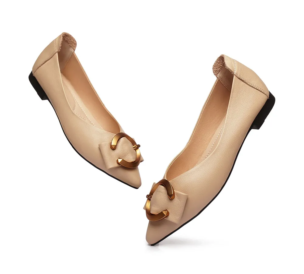 TARRAMARRA Women Ballet Flat Pointed Toe Metal Buckle.