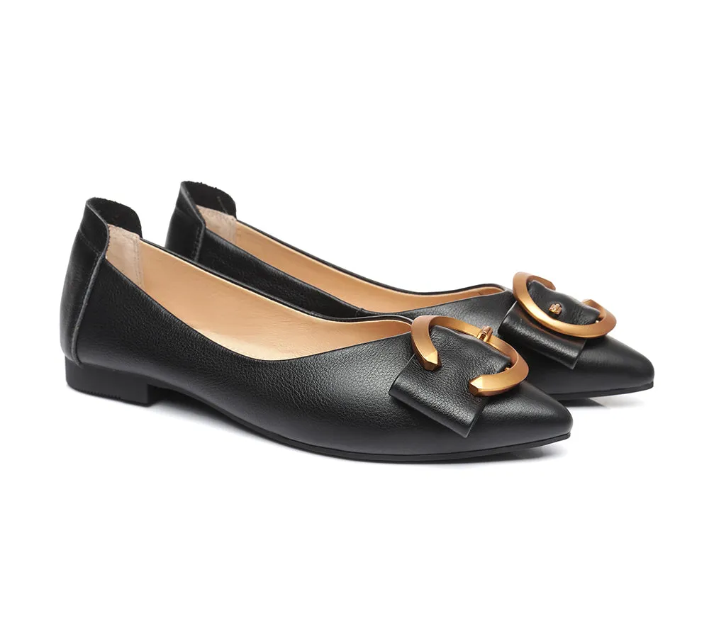 TARRAMARRA Women Ballet Flat Pointed Toe Metal Buckle.