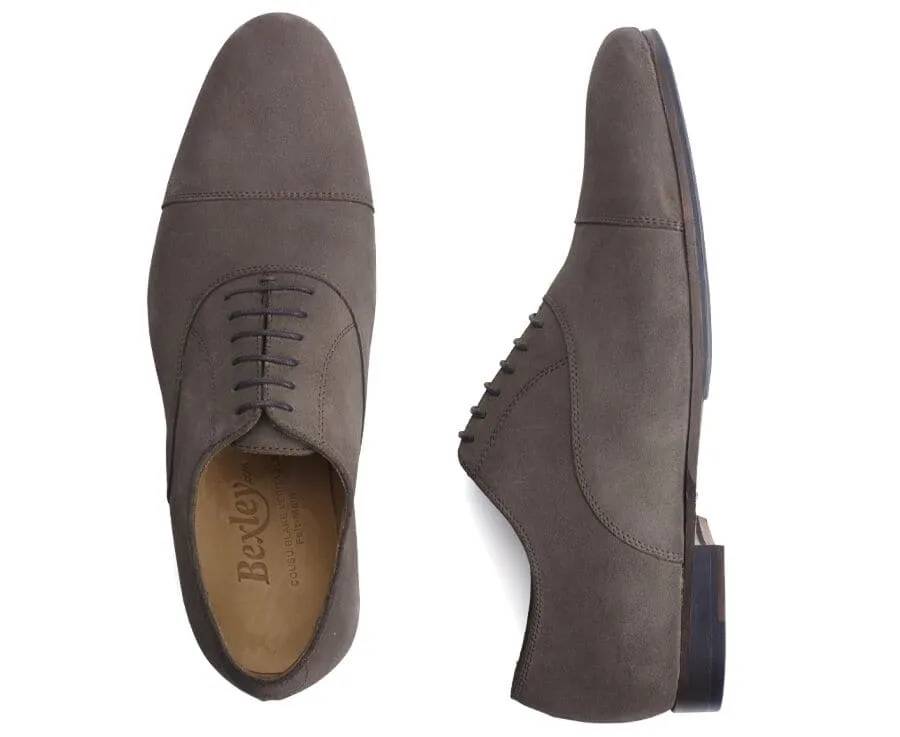 Taupe Suede Oxford shoes - Leather outsole & rubber pad - LENNOX PATIN